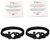 Rrdaily to My Son Bracelet I Will Always Be with You Braided Leather Bracelet for Men Boys Stainless Steel Inspirational Wristband Son Birthday Gift from Mom and Dad