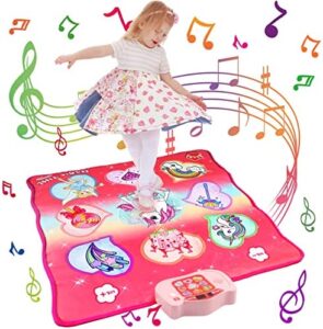 Unicorn Dance Mat for Girls, Electronic Music Dance Pad with Adjustable Volume, Dancing Games with LED Score Screen, 3 Challenge Levels, Christmas Birthday Gifts Toys for Age 3 4 5 6 7+ Year Old Girls