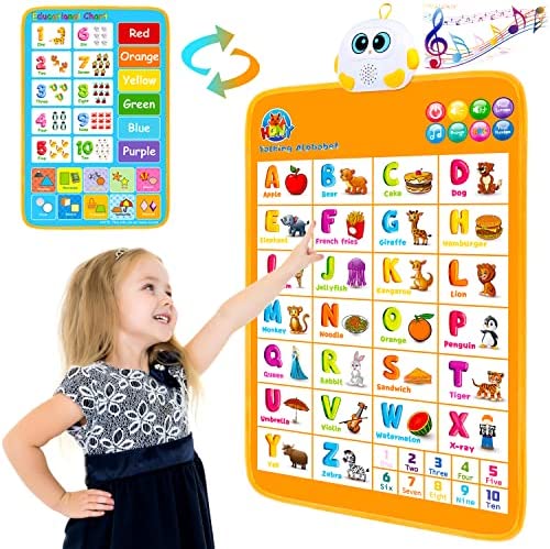 Electronic Alphabet Wall Chart, Talking ABC Interactive Alphabet Poster at Daycare, Preschool, Kindergarten for Toddlers, Kids Educational Learning Toys Birthday Gifts for 1 2 3 4 Year Old Girls Boys